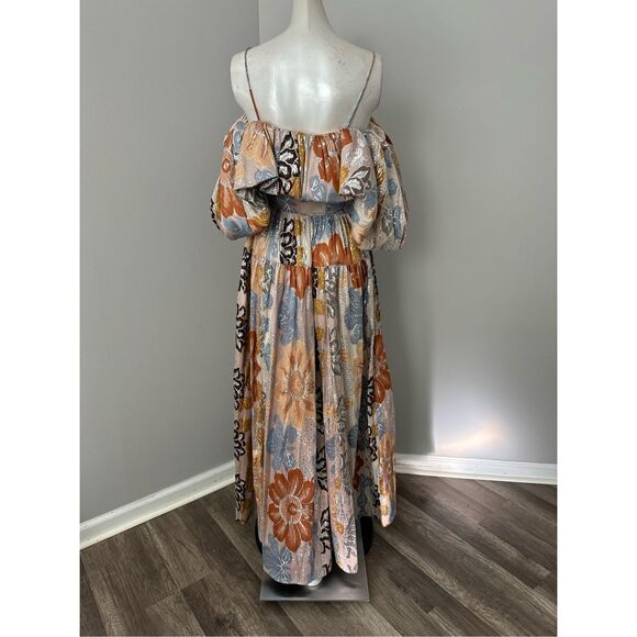 NWT ULLA JOHNSON Izra Metallic Floral Off The Shoulder Maxi Dress - Picture 6 of 10
